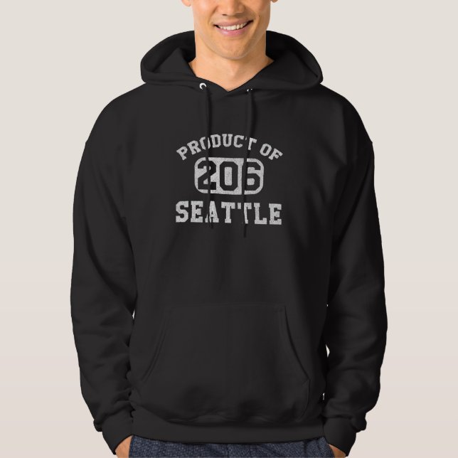 Seattle Washington Vintage Retro Area Code Hoodie (Front)