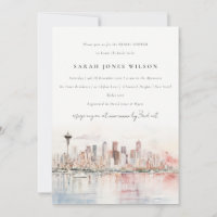 Seattle Washington Watercolor Scape Bridal Shower