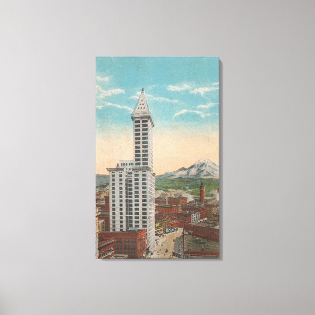 Seattle, WASmith Tower View & Mt. Rainier Canvas Print (Front)