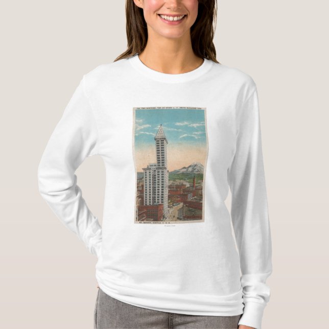 Seattle, WASmith Tower View & Mt. Rainier T-Shirt (Front)