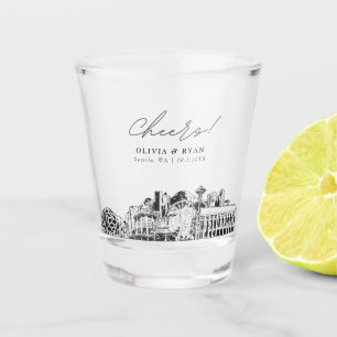Seattle Wedding Favour Personalised Cheers Shot Glass