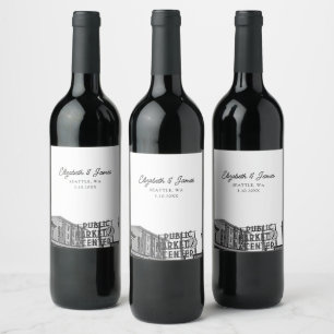 Seattle Wedding Favour Public Market Wine Label