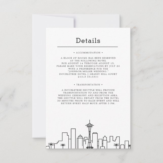 Seattle Wedding | Guest Details Invitation (Front)