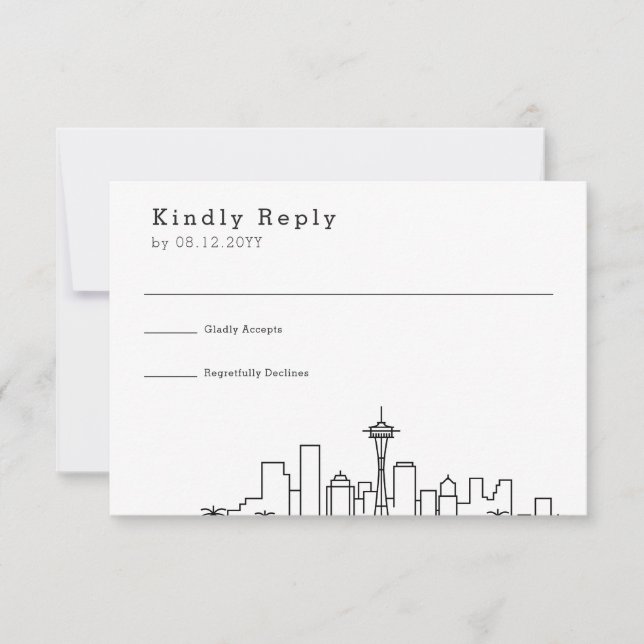 Seattle Wedding | Stylised Skyline RSVP (Front)