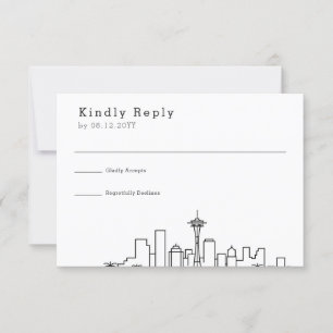 Seattle Wedding   Stylised Skyline RSVP Card