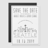 Seattle Wedding | Stylised Skyline Save the Date
