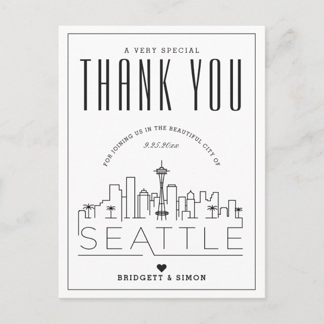 Seattle Wedding | Thanks for Coming! Postcard (Front)