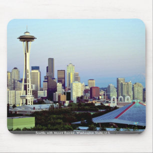 Seattle with Mount Rainier, Washington State, U.S. Mouse Pad