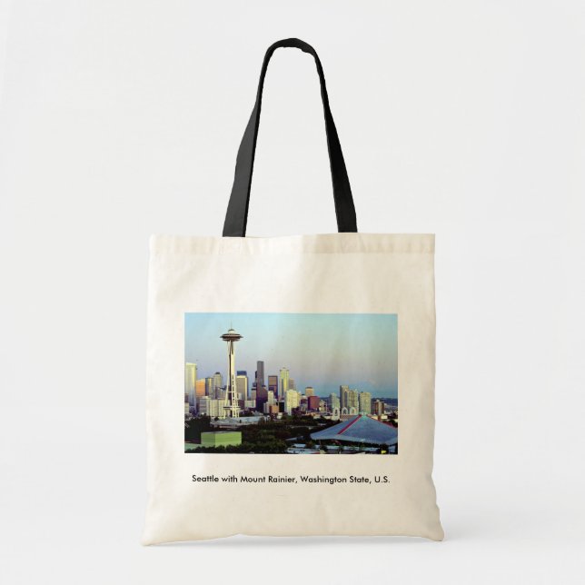 Seattle with Mount Rainier, Washington State, U.S. Tote Bag (Front)