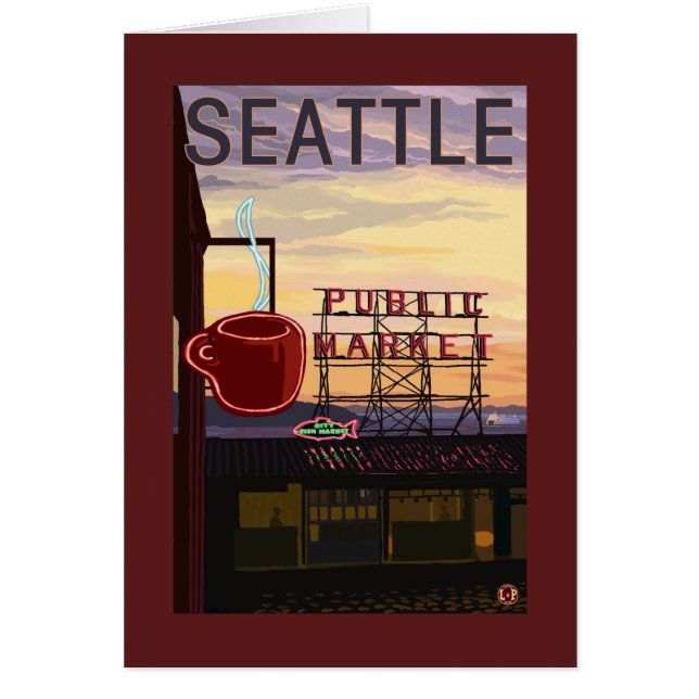 SeattlePike Place Market Sign and Water View (Front)