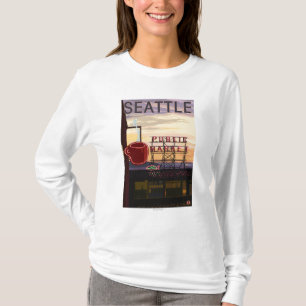 SeattlePike Place Market Sign and Water View T-Shirt