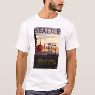 SeattlePike Place Market Sign and Water View T-Shirt