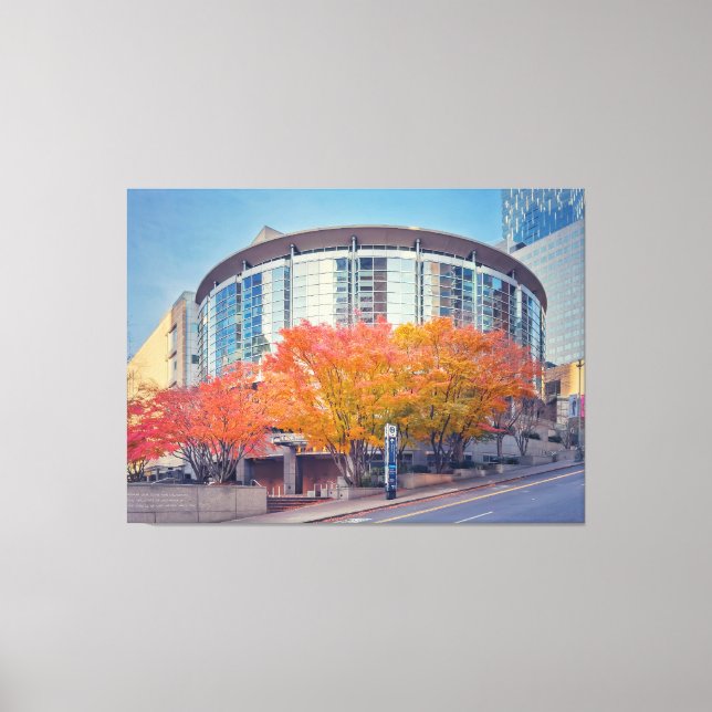 Seattle's Benaroya Hall in Autumn Canvas Print (Front)