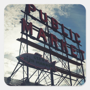 Seattle's Pike Place Market Square Sticker