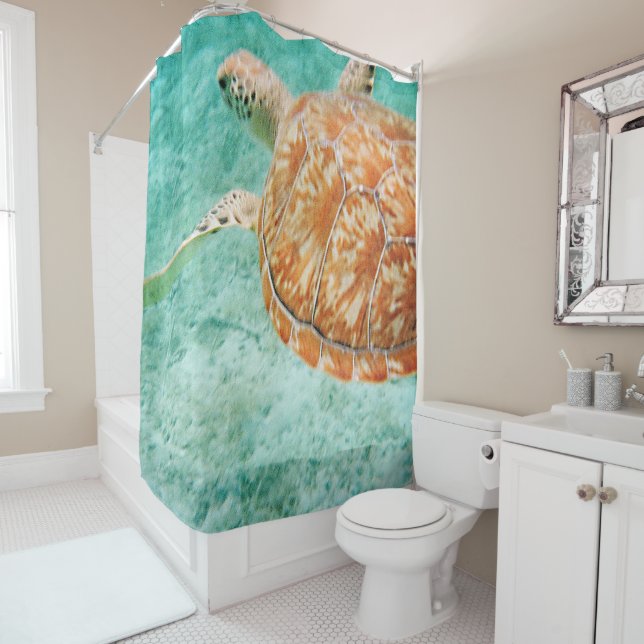 Seaturtle  shower curtain (In Situ)
