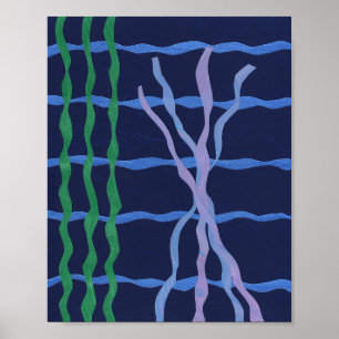 Seaweed and Coral in the Ocean Abstract Poster