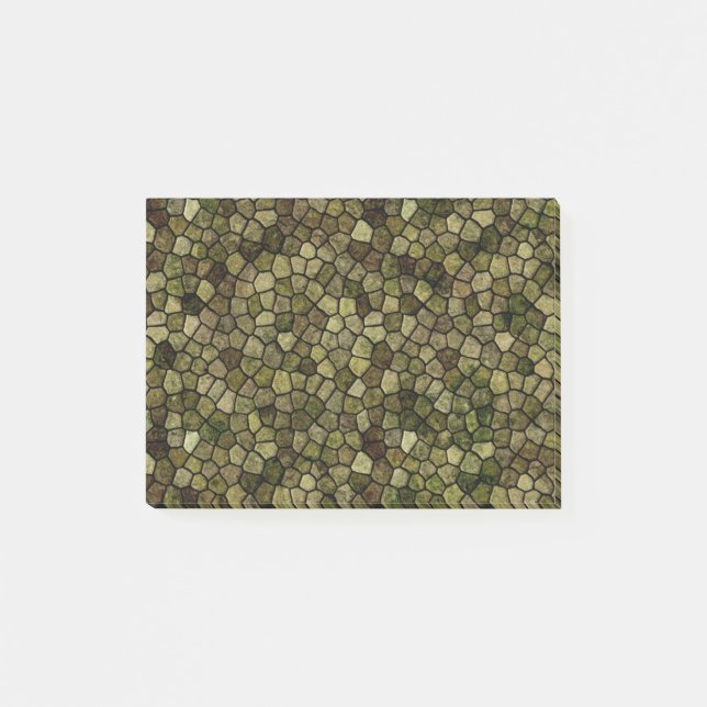 Seaweed and Juniper Cobbled Patchwork Terrazo Post-it Notes (Front)