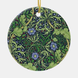 Seaweed cobalt thyme - William Morris Ceramic Tree Decoration