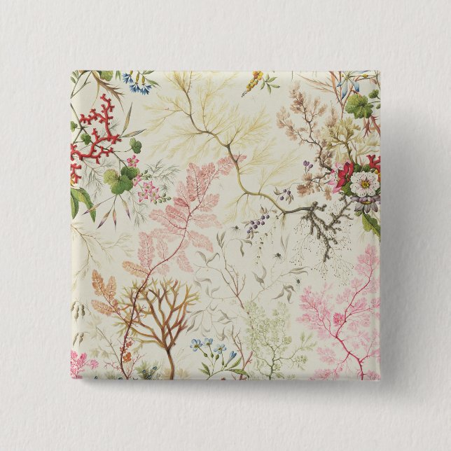 Seaweed design for silk material (w/c on paper) 15 cm square badge (Front)