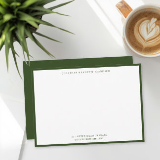Seaweed Green Classic Border Flat Note Card