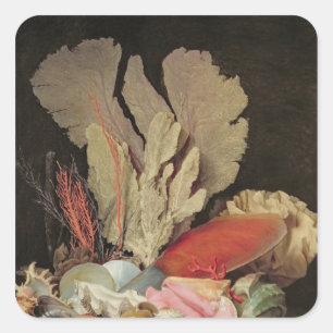 Seaweed, Lithophytes and Seashells Square Sticker