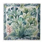 Seaweed Tile<br><div class="desc">Bring an ocean-inspired calm to your space with this Seaweed Ceramic Tile. Featuring a digitally enhanced seaweed design in natural tones, this tile evokes the quiet beauty of underwater life. Perfect as a coastal accent, trivet, or part of a serene beach house display, it blends effortlessly into nautical, spa-style, or...</div>