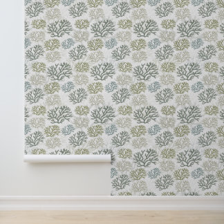 Seaweed Watercolor Oceanic Botanical Pattern Wallpaper