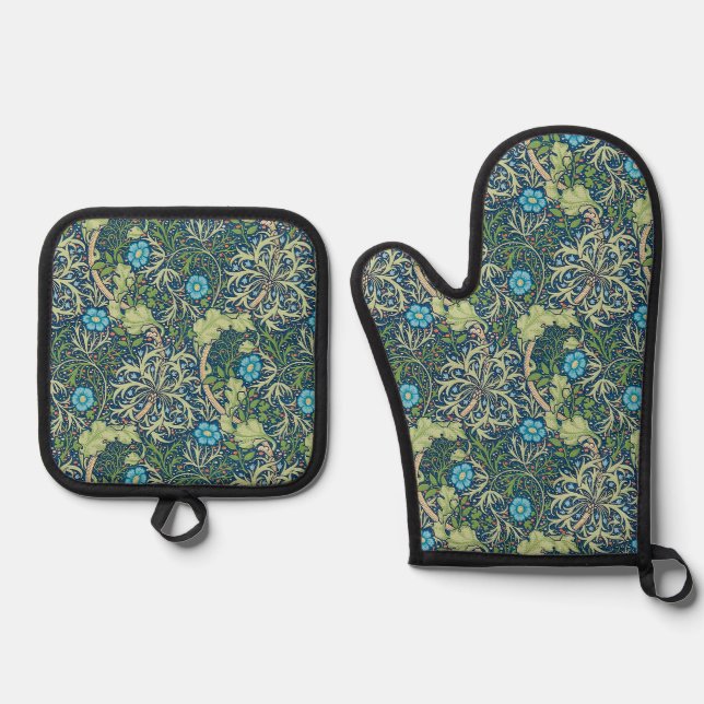 Seaweed, William Morris Oven Mitt & Pot Holder Set (Front)