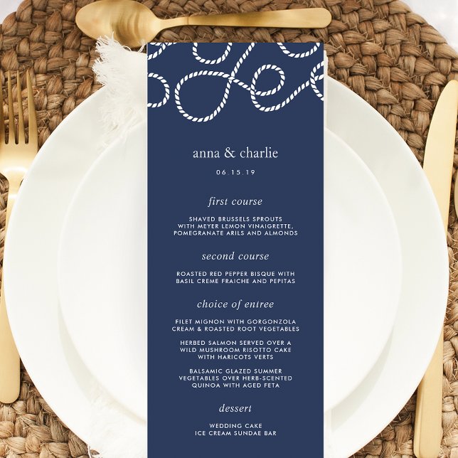 Seaworthy Wedding Menu Card | Navy (Creator Uploaded)