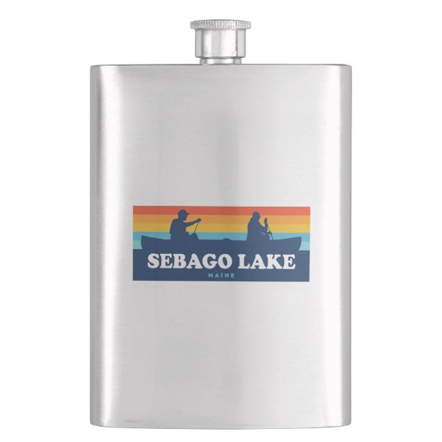 Sebago Lake Maine Canoe Hip Flask (Front)