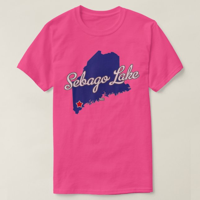 Sebago Lake Maine ME Map  T-Shirt (Design Front)