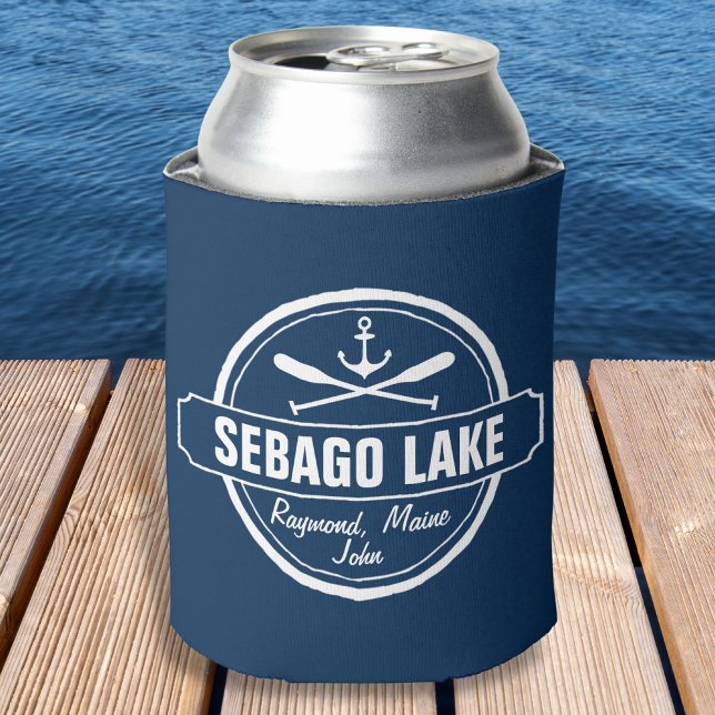 SEBAGO LAKE MAINE PERSONALIZED TOWN AND NAME CAN COOLER (Creator Uploaded)