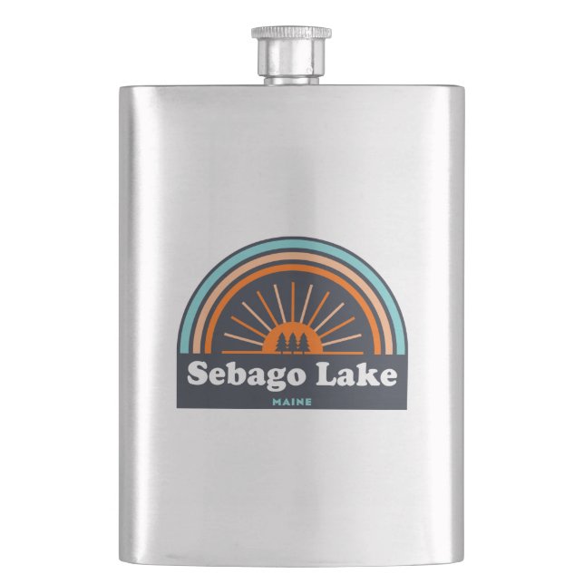 Sebago Lake Maine Rainbow Hip Flask (Front)