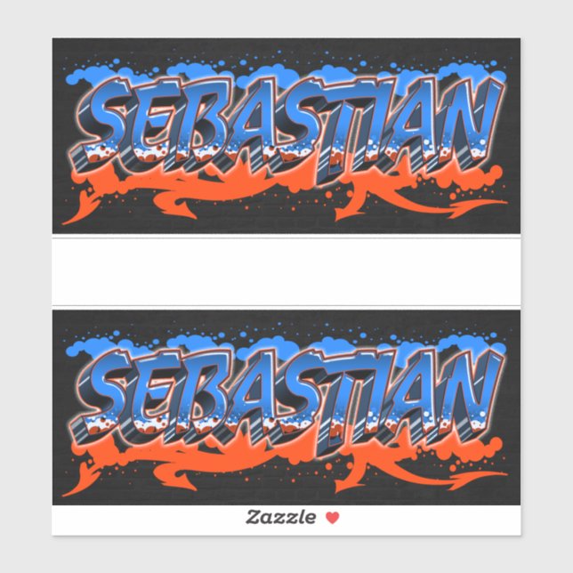 Sebastian First Name Graffiti Sticker (Sheet)