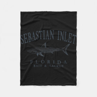 Sebastian inlet florida shark retro slate art fleece blanket