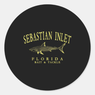 Sebastian inlet florida shark vintage yellow art classic round sticker