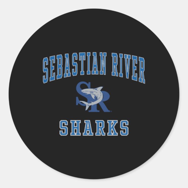 Sebastian River High School Sharks C1 Classic Round Sticker (Front)