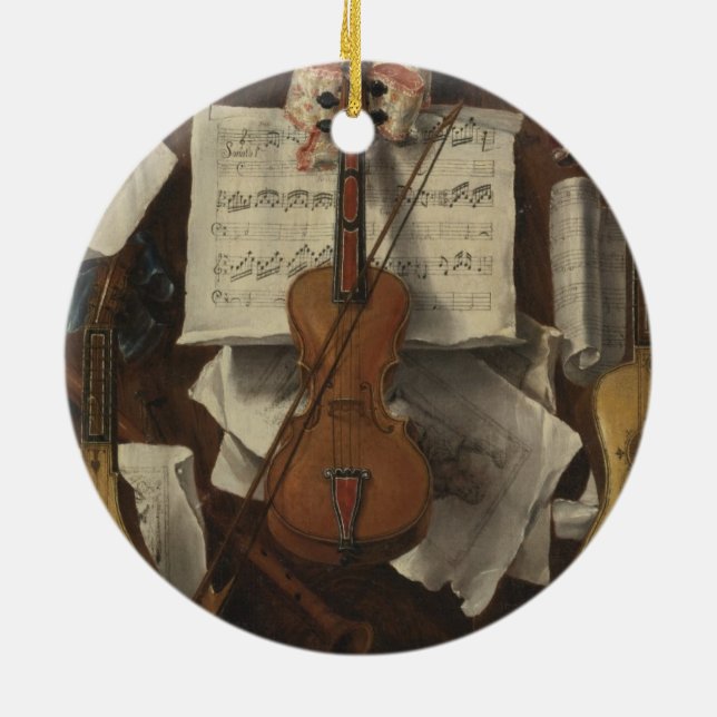 Sebastiano Lazzari Trompe - Violin and Music Notes Ceramic Tree Decoration (Back)