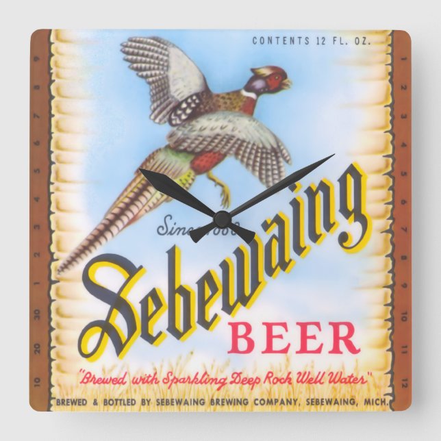 Sebewaing Beer Square Wall Clock (Front)
