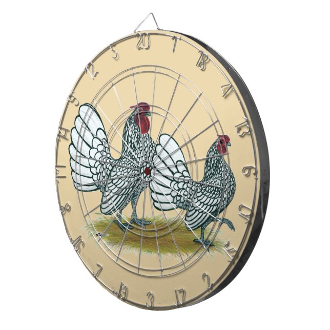 Sebright Bantams:  Silver Dartboard (Front Right)