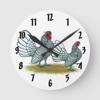 Sebright Bantams: Silver Round Clock