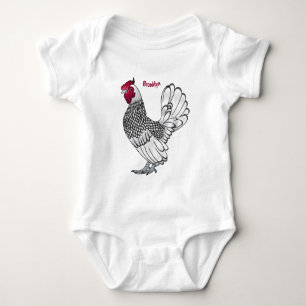 Sebright chicken cartoon illustration baby bodysuit