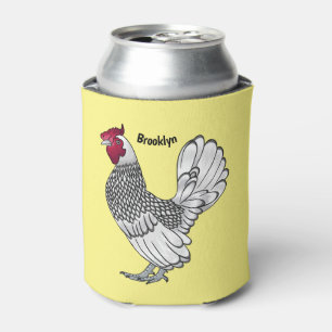 Sebright chicken cartoon illustration can cooler