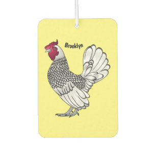 Sebright chicken cartoon illustration car air freshener