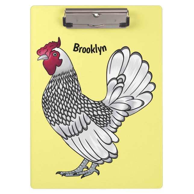 Sebright chicken cartoon illustration clipboard (Front)