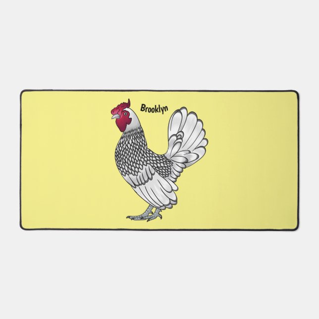 Sebright chicken cartoon illustration  desk mat (Front)