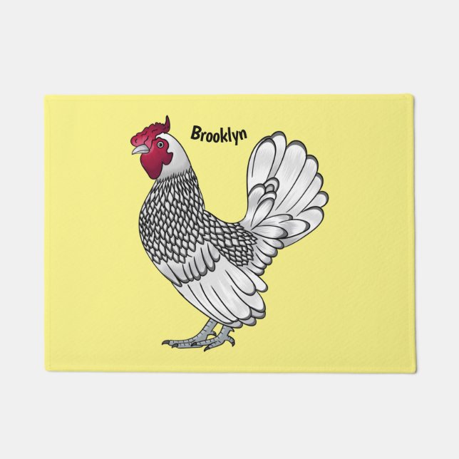 Sebright chicken cartoon illustration  doormat (Front)