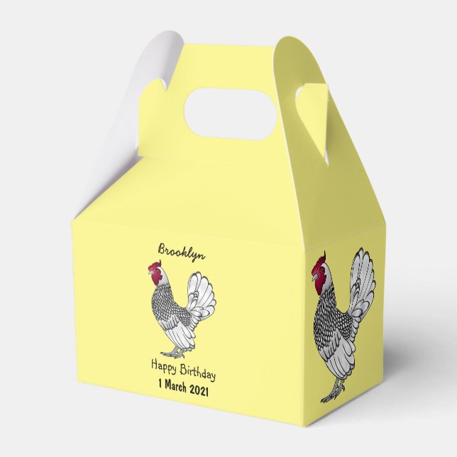 Sebright chicken cartoon illustration favour box (Front Side)