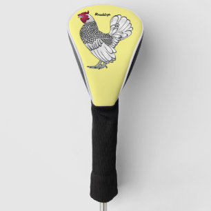 Sebright chicken cartoon illustration  golf head cover