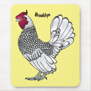 Sebright chicken cartoon illustration mouse pad